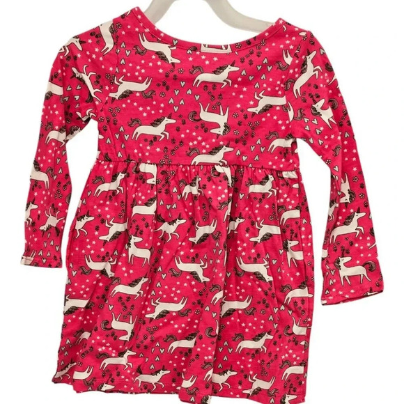 2T Pink Unicorn Girls Long Sleeve Dress, Dress for Toddlers - Picture 2 of 4